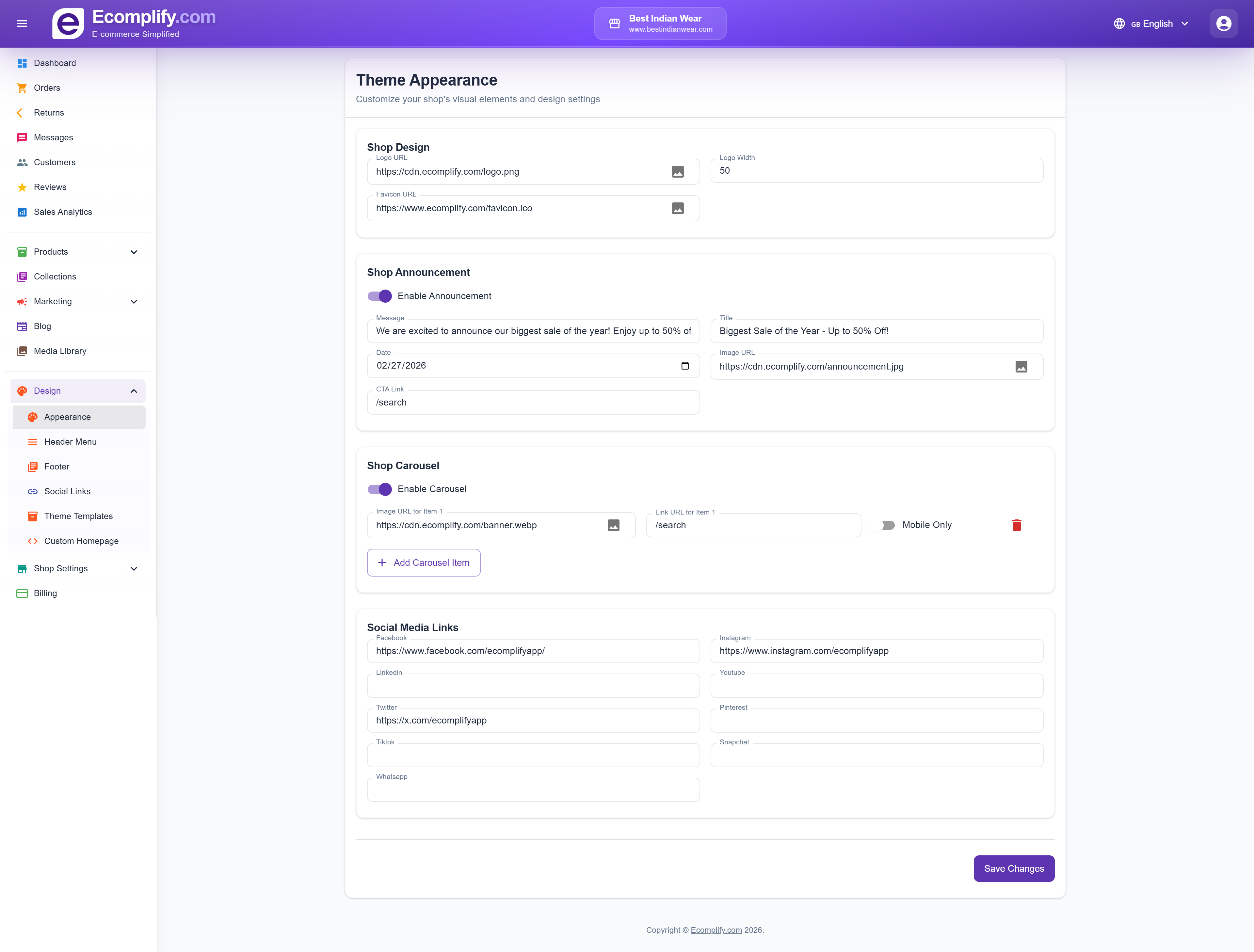 Theme Appearance